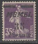 Германия (Мемель) 1922 год. Стандарт. НДП чёрного цвета типографии Парижа, 35 Pf/35 С, 1 марка из серии 