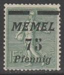 Германия (Мемель) 1922 год. Стандарт. НДП чёрного цвета типографии Парижа, 75 Pf/15 С, 1 марка из серии (наклейка)