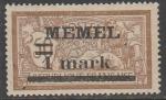 Германия (Мемель) 1920/1922 год. Стандарт. НДП чёрного цвета типографии Парижа, 1 М/50 С, 1 марка из серии (наклейка)