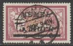 Германия (Мемель) 1922 год. Стандарт. НДП чёрного цвета типографии Парижа, 5 М/1 Fr, 1 марка из серии (гашёная)