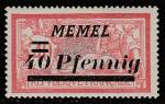 Германия (Мемель) 1922 год. Стандарт. НДП чёрного цвета типографии Парижа, 40 Pf/40 С, 1 марка из серии (наклейка)
