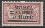 Германия (Мемель) 1922 год. Авиапочта. Стандарт. НДП чёрного цвета типографии Парижа, 5 М/1 Fr, 1 марка из серии (наклейка)