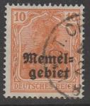 Германия (Мемельская область) 1920 год. Стандарт. Аллегорический образ Германии. НДП на марке Веймарской республики, 10 Pf, 1 марка из серии (гашёная)