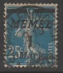 Германия (Мемель) 1922 год. Стандарт. НДП чёрного цвета типографии Парижа, 1 М/25 С, 1 марка из серии (гашёная)