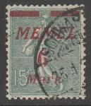 Германия (Мемель) 1922 год. Стандарт. НДП красного цвета типографии Парижа, 6 М/15 С, 1 марка из серии (гашёная)
