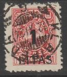 Германия (Мемель) 1923 год. Присоединение Мемеля к Литве. Маяк. НДП на марке Литвы, 1 L/2000 М, 1 марка из серии (гашёная)