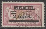 Германия (Мемель) 1920/1922 год. Стандарт. НДП чёрного цвета типографии Парижа, 2 m/1 Fr, 1 марка из серии (гашёная)