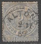Северогерманский союз 1868 год. Стандарт. Номинал в круге, 2 Gr., 1 марка из серии (гашёная)
