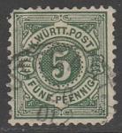 Германия (Вюртемберг) 1890 год. Стандарт. Номинал белого цвета в круге, 5 Pf, 1 марка из серии (гашёная)