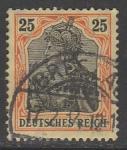 Германия (II Рейх) 1902 год. Стандарт. Аллегорический образ Германии. Надпись "deutsches reich", 25 Pf., 1 марка из серии (гашёная)