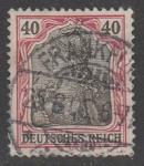 Германия (II Рейх) 1902 год. Стандарт. Аллегорический образ Германии. Надпись "deutsches reich", 40 Pf., 1 марка из серии (гашёная)