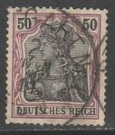 Германия (II Рейх) 1902 год. Стандарт. Аллегорический образ Германии. Надпись "deutsches reich", 50 Pf., 1 марка из серии (гашёная)