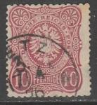 Германия (II Рейх) 1875/1879 год. Стандарт Имперский орёл в овале, 10 Pf.,1 марка из серии (гашёная)