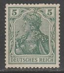 Германия (II Рейх) 1902 год. Стандарт. Аллегорический образ Германии. Надпись "deutsches reich", 5 Pf., 1 марка из серии (наклейка)