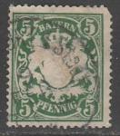 Бавария 1876 год. Государственный герб в орнаменте, номинал 5 Pf., 1 марка из серии (гашёная)