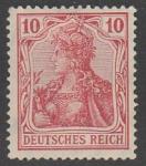 Германия (II Рейх) 1902 год. Стандарт. Аллегорический образ Германии. Надпись "deutsches reich", 10 Pf., 1 марка из серии (наклейка)