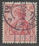 Германия (II Рейх) 1902 год. Стандарт. Аллегорический образ Германии. Надпись "deutsches reich", 10 Pf., 1 марка из серии (гашёная)