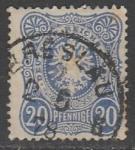 Германия (II Рейх) 1875/1879 год. Стандарт Имперский орёл в овале, 20 Pf.,1 марка из серии (гашёная)