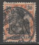 Германия (II Рейх) 1902 год. Стандарт. Аллегорический образ Германии. Надпись "deutsches reich", 30 Pf., 1 марка из серии (гашёная)