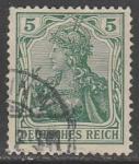 Германия (II Рейх) 1902 год. Стандарт. Аллегорический образ Германии. Надпись "deutsches reich", 5 Pf., 1 марка из серии (гашёная)
