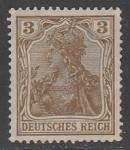 Германия (II Рейх) 1902 год. Стандарт. Аллегорический образ Германии. Надпись "deutsches reich", 3 Pf., 1 марка из серии (наклейка)