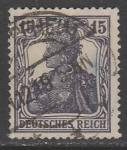 Германия (II Рейх) 1916 год. Германия с императорской короной, номинал 15 Pf., 1 марка из серии (гашёная)