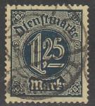 Германия (Веймарская республика) 1920 год. Цифровой рисунок, ном. 1,25 М, 1 служебная марка из серии (гашёная)
