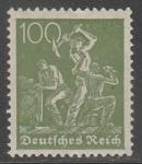 Германия (Веймарская республика) 1921 год. Стандарт. Рабочие: шахтёры, 100 Pf., 1 марка из серии (наклейка)