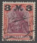 Германия (Веймарская республика) 1921 год. Стандарт. Аллегорический образ Германии, надпечатка 3 М/1,25 М, 1 марка из 4 (гашёная)