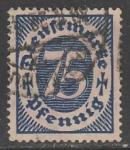 Германия (Веймарская республика) 1922/1923 год. Номинал в овале, 75 Pf., 1 служебная марка из серии (гашёная)