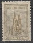 Германия (Веймарская республика) 1923 год. Стандарт. Кёльнский собор, 10000 М, 1 марка из двух (наклейка)