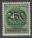 Германия (Веймарская республика) 1923 год. Стандарт. Надпечатка нового номинала, 250 Tsd/300 М, 1 марка из серии (наклейка)