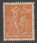 Германия (Веймарская республика) 1922/1923 год. Стандарт. Крестьяне, 5 М., 1 марка из серии (наклейка)	