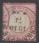 Германия (II Рейх) 1872 год. Стандарт. Орёл с большим нагрудным щитом, 1 Gr, 1 марка из серии (гашёная)