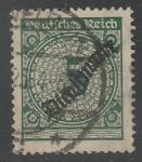 Германия (Веймарская республика) 1923 год. Цифровой рисунок в круге с розетками, надпечатка, ном. 5 Pf, 1 служебная марка из серии (гашёная)