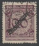 Германия (Веймарская республика) 1923 год. Цифровой рисунок в круге с розетками, надпечатка, ном. 100 Pf, 1 служебная марка из серии (гашёная)