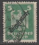 Германия (Веймарская республика) 1924 год. Имперский орёл, надпечатка на стандарте, 5 Pf, 1 служебная марка из серии (гашёная)