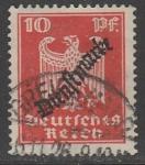 Германия (Веймарская республика) 1924 год. Имперский орёл, надпечатка на стандарте, 10 Pf, 1 служебная марка из серии (гашёная)