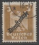 Германия (Веймарская республика) 1924 год. Имперский орёл, надпечатка на стандарте, 3 Pf, 1 служебная марка из серии (гашёная)