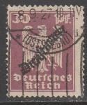 Германия (Веймарская республика) 1924 год. Имперский орёл, надпечатка на стандарте, 30 Pf, 1 служебная марка из серии (гашёная)