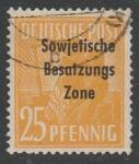 Германия (Советская зона оккупации) 1948 год. Стандарт. Посадка растения, надпечатка, 25 Pf.,1 марка из серии (гашёная)