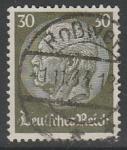 Германия (III Рейх) 1933/1936 год. Стандарт. Рейхспрезидент Пауль фон Гинденбург, 30 Pf., 1 марка из серии (гашёная)