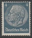 Германия (III Рейх) 1933/1936 год. Стандарт. Рейхспрезидент Пауль фон Гинденбург, 4 Pf., 1 марка из серии (наклейка)