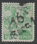 Германия (Советская зона оккупации) 1948 год. Стандарт. Каменщик и крестьянка, надпечатка, 84 Pf.,1 марка из серии (гашёная)