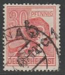 Германия (Советская зона оккупации) 1948 год. Стандарт. Рабочий, надпечатка, 30 Pf.,1 марка из серии (гашёная)
