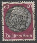 Германия (III Рейх) 1933/1936 год. Стандарт. Рейхспрезидент Пауль фон Гинденбург, 60 Pf., 1 марка из серии (гашёная)