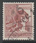 Германия (Советская зона оккупации) 1948 год. Стандарт. Рабочий, надпечатка, 60 Pf.,1 марка из серии (гашёная)