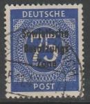 Германия (Советская зона оккупации) 1948 год. Стандарт. Цифровой номинал в овале, надпечатка, 75 Pf., 1 марка из серии (гашёная)