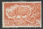 Французская Экваториальная Африка 1947 год. Стандарт. Носорог, 1 марка из серии (наклейка)