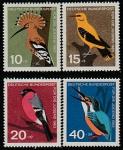 ФРГ 1963 год. Птицы, 4 марки (наклейка)